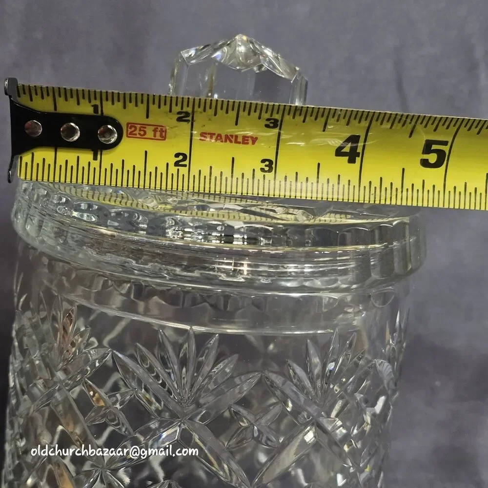 Vtg Presscut Lead Crystal Biscuit/ Cookie Jar with Lid 8